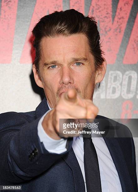 Actor Ethan Hawke arrives at the 'Getaway' - Los Angeles Premiere at Regency Village Theatre on August 26, 2013 in Westwood, California.