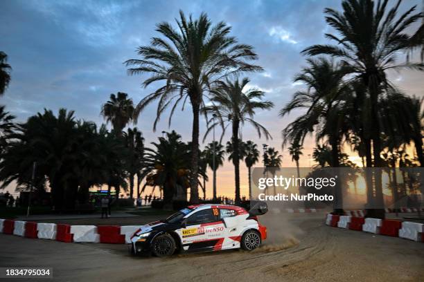 Drivers Takamoto Katsuta from Japan and Aaron Johnston from Ireland of Team Toyota Gazoo Racing WRT are struggling in their Toyota GR Yaris Rally1...