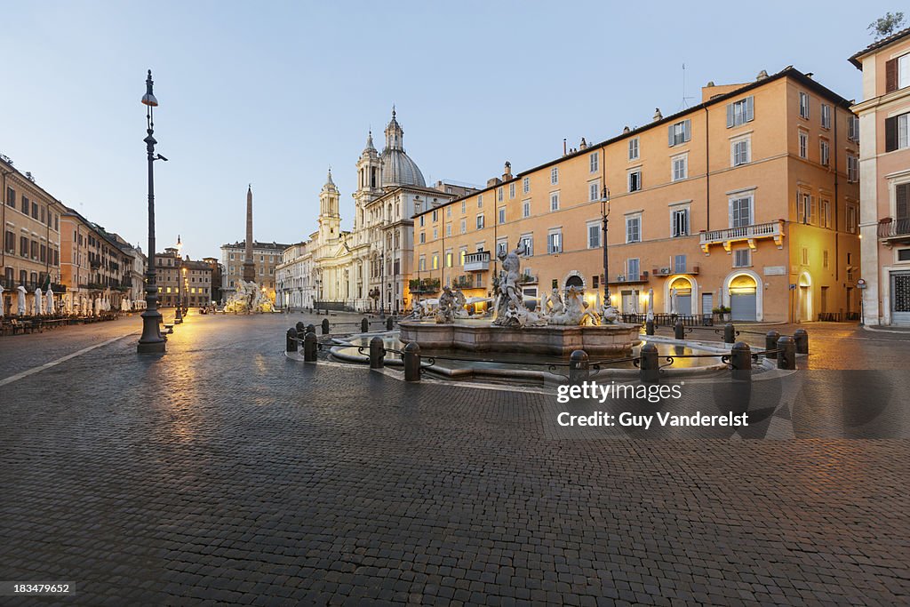 Piazza Navona in Rome at dawn