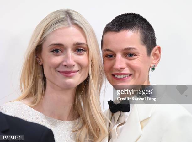 Elizabeth Debicki and Emma Corrin attend "The Crown" Finale Celebration at The Royal Festival Hall on December 05, 2023 in London, England.