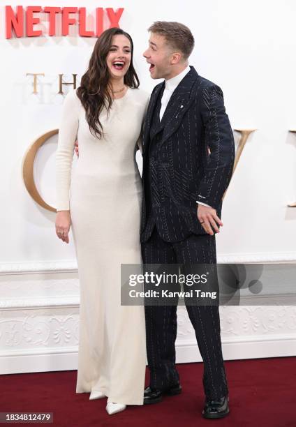 Meg Bellamy and Ed McVey attend "The Crown" Finale Celebration at The Royal Festival Hall on December 05, 2023 in London, England.