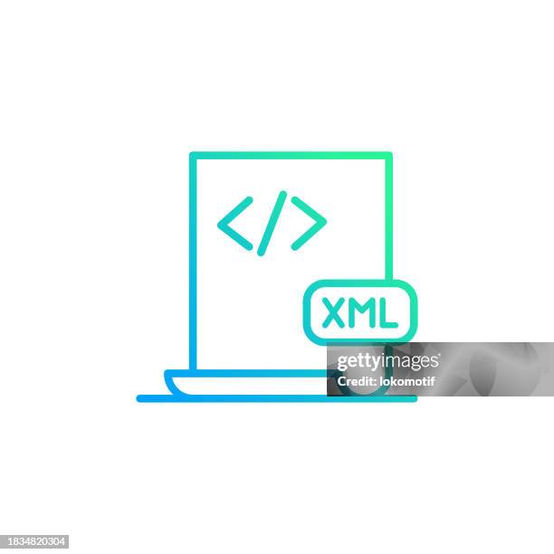 xml file gradient line icon. the icon is suitable for web design, mobile apps, ui, ux, and gui design. - web designer white background stock illustrations