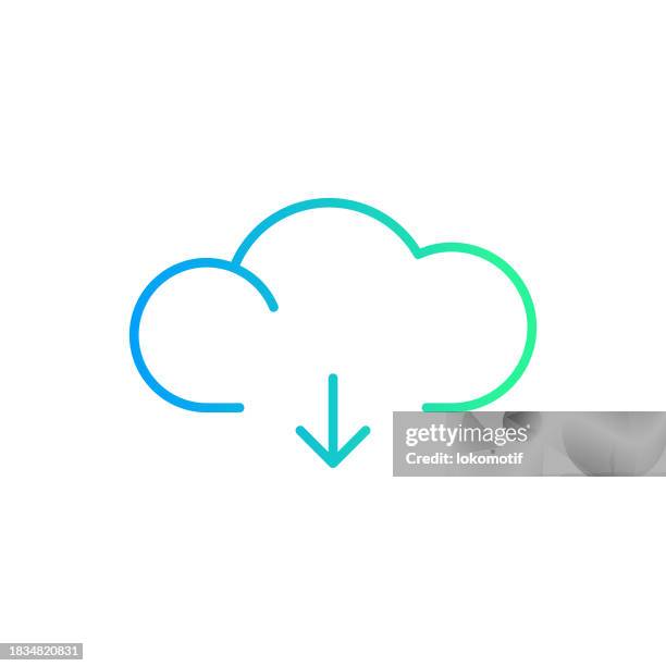 cloud computing download gradient line icon. the icon is suitable for web design, mobile apps, ui, ux, and gui design. - iot data center stock illustrations