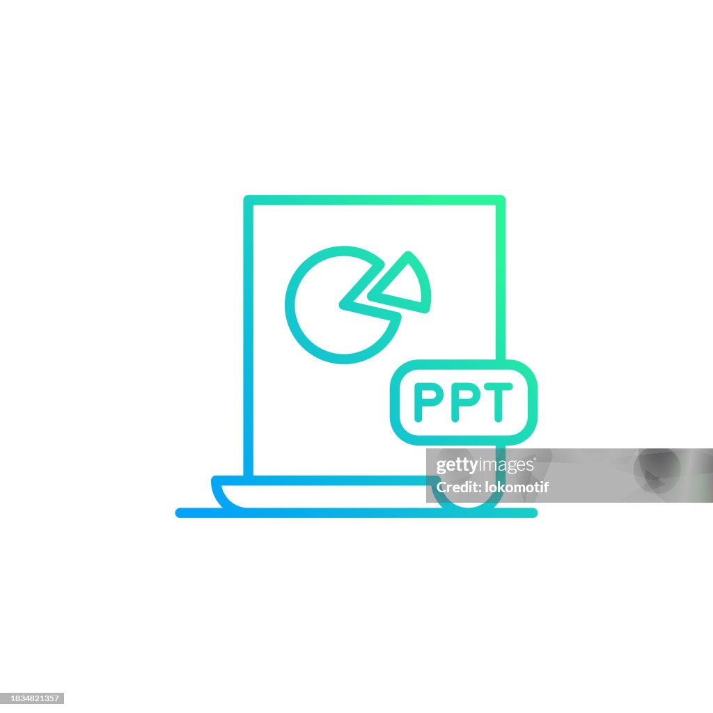Powerpoint PPT File Gradient Line Icon. The Icon is suitable for web design, mobile apps, UI, UX, and GUI design.