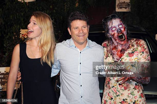 Actor Sean Astin and wife Christine arrive for"The Walking Dead" 10th Anniversary Celebration Event Presented by Hyundai and Skybound on Day 2 of the...