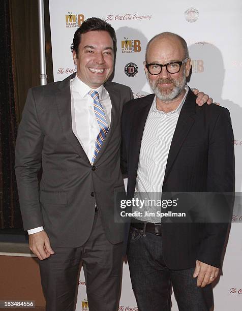 Personality Jimmy Fallon and musician Michael Stipe attend 2nd Annual Mario Batali Foundation Honors Dinner at Del Posto Ristorante on October 6,...