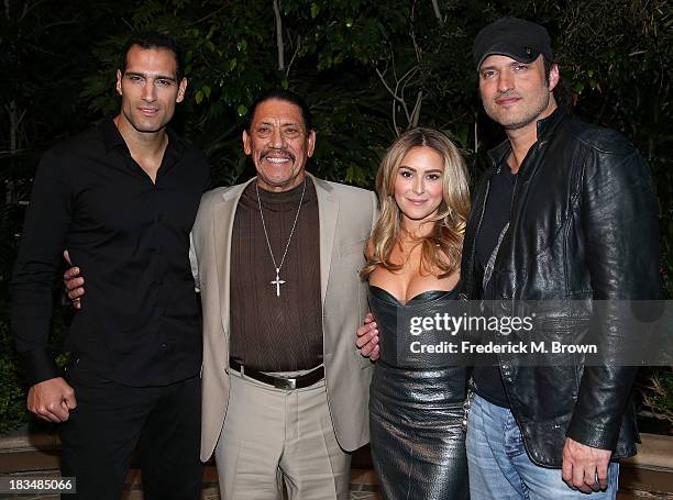 Actors Marko Zaror, Danny Trejo, and actress Alexa Vega and director Robert Rodriguez attend the Open Road Films' "Machete Kills" Press Conference at...