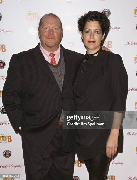 Chef Mario Batali and Jennifer Rubell attend 2nd Annual Mario Batali Foundation Honors Dinner at Del Posto Ristorante on October 6, 2013 in New York...