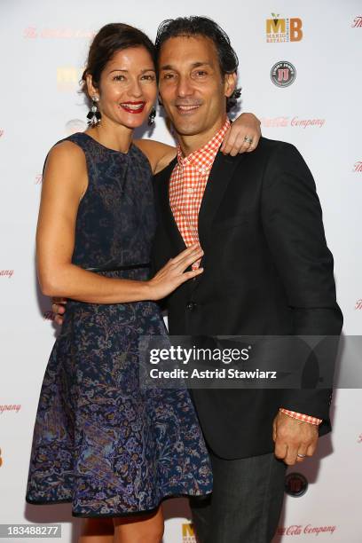 Jill Hennessy and husband Paolo Mastropietro attend 2nd Annual Mario Batali Foundation Honors Dinner at Del Posto Ristorante on October 6, 2013 in...