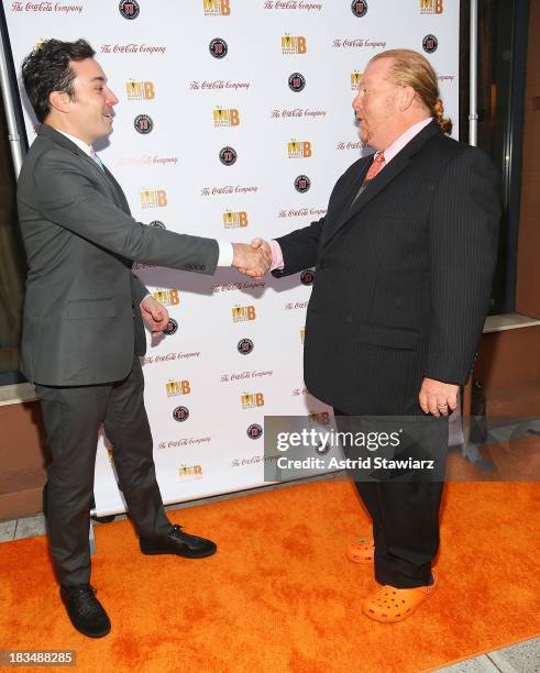 Jimmy Fallon and Mario Batali attend 2nd Annual Mario Batali Foundation Honors Dinner at Del Posto Ristorante on October 6, 2013 in New York City.