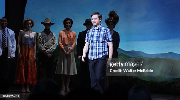 Bobby Steggert takes a bow during the Curtain Call for the "Big Fish" Broadway Opening Night at Neil Simon Theatre on October 6, 2013 in New York...