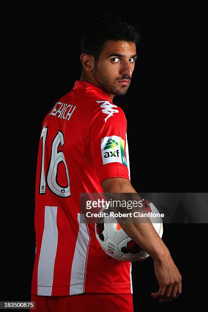 Aziz Behich of the Melbourne Heart poses during a Melbourne Heart portrait session at Epping Stadium on October 7, 2013 in Melbourne, Australia.