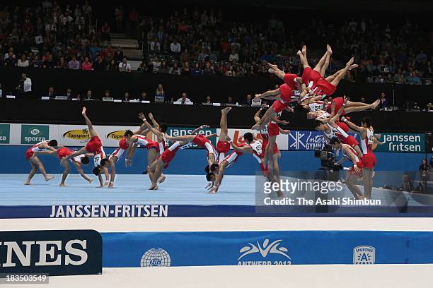 Kenzo Shirai of Japan competes Floor Exercise Final on Day Six of the Artistic Gymnastics World Championships Belgium 2013 held at the Antwerp Sports...