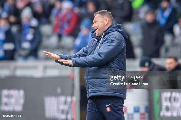 Coach Pal Dardai of Hertha BSC reacts during the Second Bundesliga match between Hertha BSC and SV Elversberg at Olympiastadion on December 03, 2023...