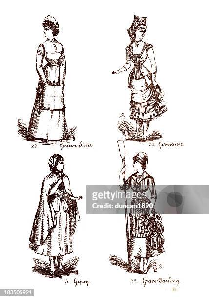 victorian fancy dress costumes - tribal art stock illustrations