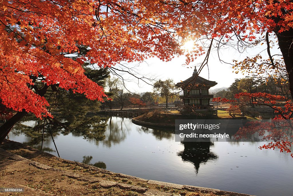 Hyangwonjeong Pavillon im Herbst
