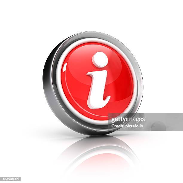 red information button icon on a white background - letter i stock pictures, royalty-free photos & images