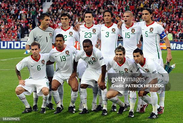 Portuguese national team players goalkeeper Ricardo, defender Paulo Ferreira, forward Helder Postiga, defender Bruno Alves, defender Pepe, defender...
