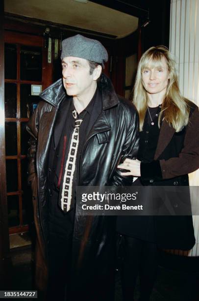 American actor Al Pacino with Australian film director Lyndall Hobbs outside Langan's restaurant in London, January 1997.