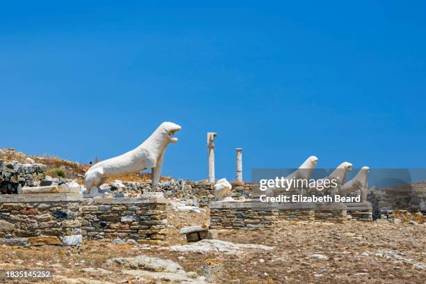 terrace of the lions at delos - delos stock-fotos und bilder