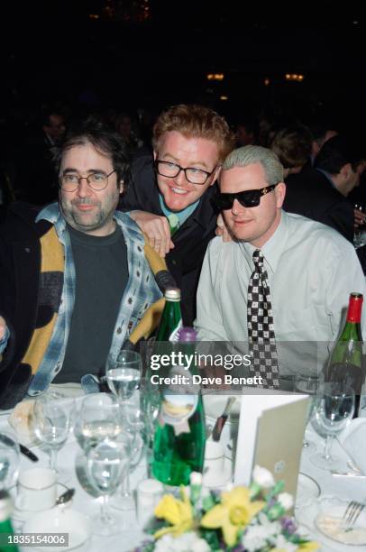 English radio DJ Danny Baker, English television presenter Chris Evans, and English footballer Paul Gascoigne attend the Television and Radio...