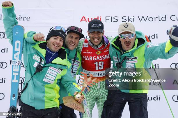 Joan Verdu of Team Andorra takes 3rd place during the Audi FIS Alpine Ski World Cup Men's Giant Slalom on December 9, 2023 in Val d'Isere, France.