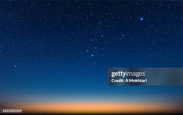 sunrise or sunset with starry sky. - blue planet stock illustrations