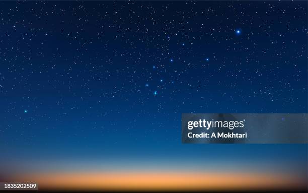 sunrise or sunset with starry sky. - sunrise dawn stars stock illustrations