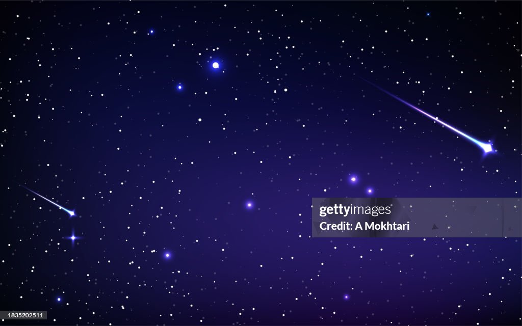 Starry sky with meteorite.