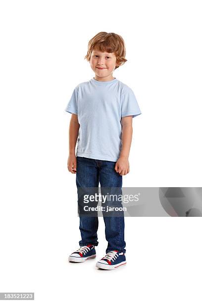 small happy boy - full body isolated stockfoto's en -beelden