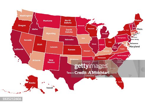 Map of the United States with state names and geographic boundaries. Map of the United States with state names and geographic boundaries.
