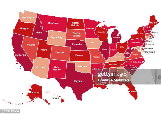 map of the united states with state names and geographic boundaries. - usa stock illustrations