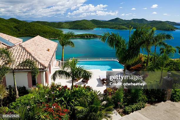 luxury caribbean villa in the virgin islands - tropical vacation - us virgin islands bildbanksfoton och bilder