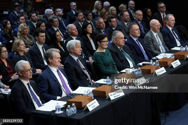 Charles Scharf, CEO and President of Wells Fargo and Company; Brian Thomas Moynihan, Chairman and CEO of Bank of America; Jamie Dimon, Chairman and...