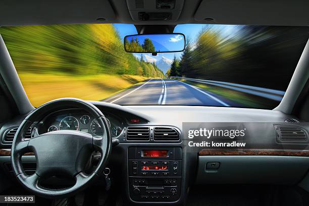 driving - speed concept - car interior no people stock pictures, royalty-free photos & images