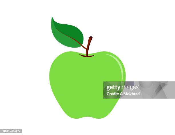 ilustraciones, imágenes clip art, dibujos animados e iconos de stock de green apple. - manzana verde