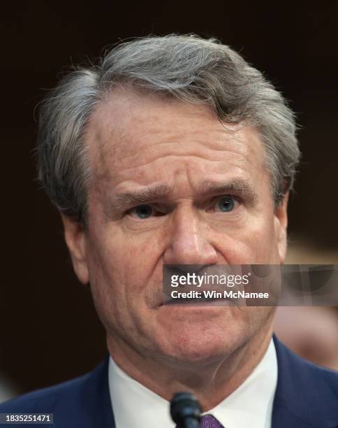 Brian Moynihan, Chairman and CEO of Bank of America, testifies during a Senate Banking Committee hearing at the Hart Senate Office Building on...