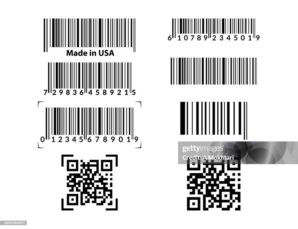 Set of barcodes on white background.