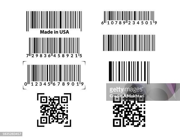 set of barcodes on white background. - bar code reader stock illustrations