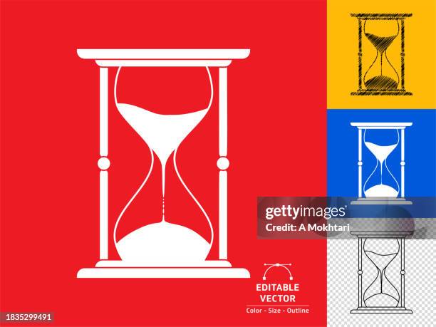 ilustraciones, imágenes clip art, dibujos animados e iconos de stock de conjunto de iconos de reloj de arena. - reloj de arena