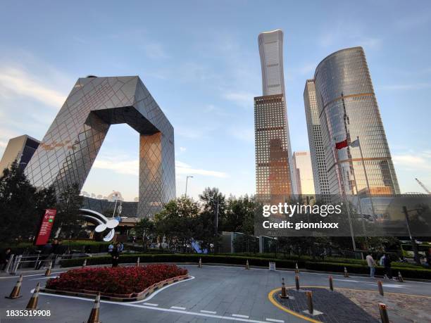 beijing financial district skyline - beijing cctv tower stock pictures, royalty-free photos & images