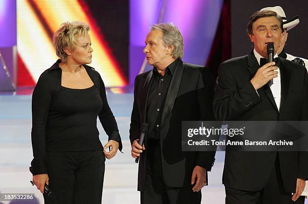 Muriel Robin, Michel Sardou and Jean-Pierre Foucault