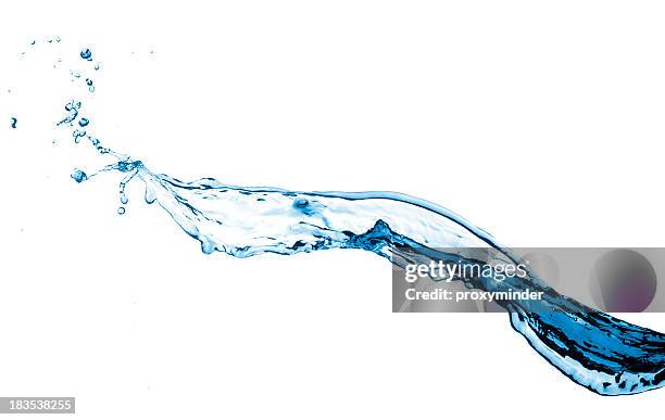 blue water splash - corriente de agua agua fotografías e imágenes de stock