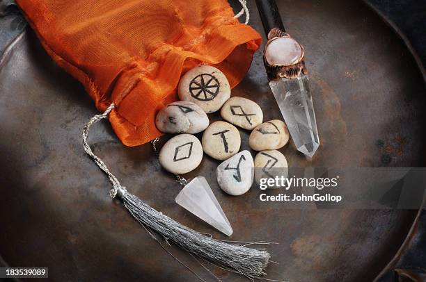 divination tools - runes stock pictures, royalty-free photos & images