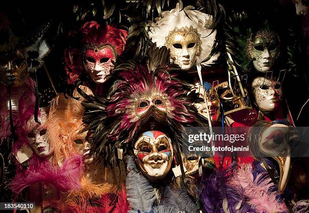 multi colored masks - opera mask stockfoto's en -beelden