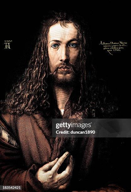 illustrazioni stock, clip art, cartoni animati e icone di tendenza di albrecht dürer autoritratto - albrecht durer