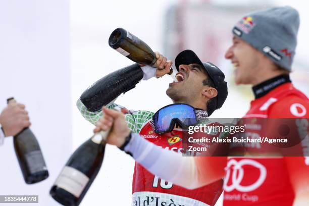 Joan Verdu of Team Andorra takes 3rd place during the Audi FIS Alpine Ski World Cup Men's Giant Slalom on December 9, 2023 in Val d'Isere, France.