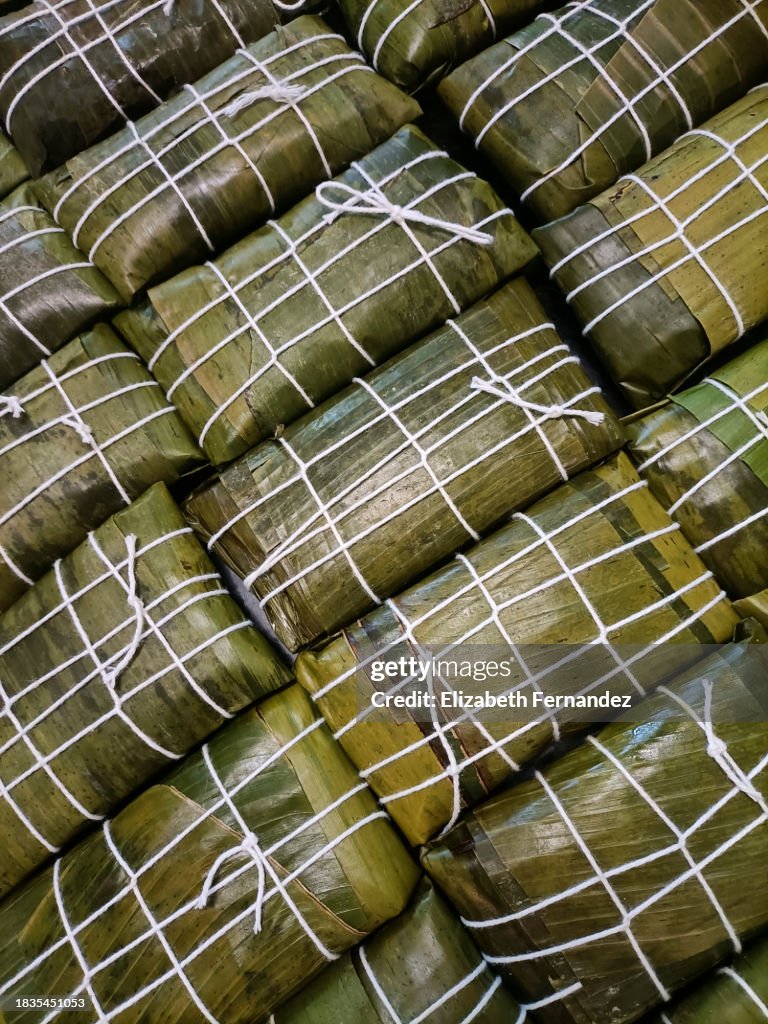 Hallacas, typical Venezuelan Christmas dish.