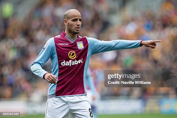 Karim El Ahmadi of Aston Villa during the Barclays Premier League match between Hull City and Aston Villa at the KC Stadium on October 05, 2013 in...