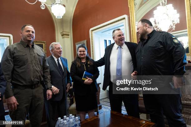 Andrii Yermak, head of the Office of the President of Ukraine, Sen. Richard Durbin , Ukrainian Ambassador to the United States Oksana Markarovaon,...